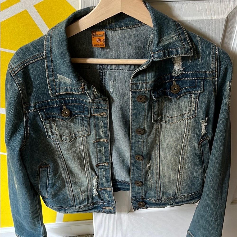 Denim Blue Distressed Women's Jacket